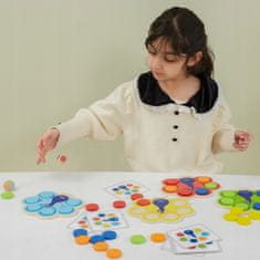Viga  Dřevěná Hra Přizpůsobit Barvy Paví Ocas Montessori + Karty