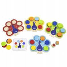 Viga  Dřevěná Hra Přizpůsobit Barvy Paví Ocas Montessori + Karty