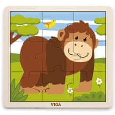 Viga  Šikovné Dřevěné Puzzle Gorila 9 Dílků