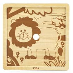 Viga  Šikovné Dřevěné Puzzle Lev 9 Dílků