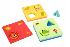 Tooky Toy  Montessori Skládačka Tvary A Barvy Zvířátka 6 Fsc Plánů