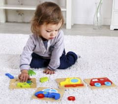 Tooky Toy  Puzzle Montessori Skládačka Tlusté Kostky Loď 6 El.