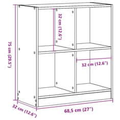 Vidaxl Knihovna dub artisan 68,5 x 32 x 75 cm kompozitní dřevo