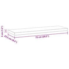 Vidaxl Nástěnné police 2 ks 75 x 23,5 x 3 cm černé nerezová ocel