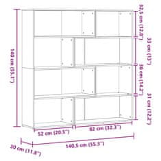 Petromila Rohová 4patrová knihovna bílá 85 x 85 x 140 cm kompozitní dřevo