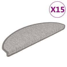 Vidaxl Samolepicí nášlapy na schody sisal 15 ks 65 x 21 x 4 cm platina