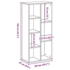 Vidaxl Knihovna dub sonoma 50 x 25 x 105 cm kompozitní dřevo