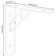 Vidaxl Policové držáky 4 ks 20 x 2,5 x 14 cm černé nerezová ocel