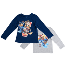 vyprodejpovleceni Dětské tričko s dlouhým rukávem 2 ks TLAPKOVÁ PATROLA modré/šedé - různé velikosti Velikost: 110 - 116