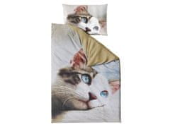 vyprodejpovleceni 3D povlečení BLUE EYED CAT bílé + povlak na polštář 40 x 40 cm zdarma Rozměr povlečení: 70 x 90 cm | 140 x 200 cm