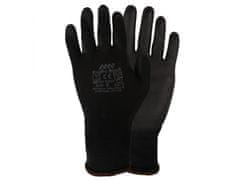 sarcia.eu SILBET Černé ochranné rukavice, pracovní rukavice, potažené 10 párů rukavic 10