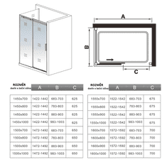 H K Obdélníkový sprchový kout HARMONY F2 120x90 L/P varianta