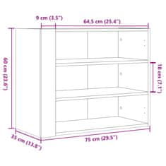 Petromila Nástěnná skříňka hnědý dub 75 x 35 x 60 cm kompozitní dřevo