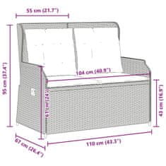Vidaxl Polohovací zahradní lavice s poduškami béžová polyratan