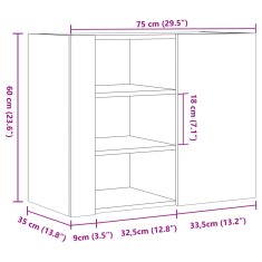 Petromila Nástěnná skříňka hnědý dub 75 x 35 x 60 cm kompozitní dřevo