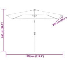 Vidaxl Zahradní slunečník s kovovou tyčí 300 x 200 cm černý