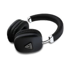 Guess Bezdrátová sluchátka Saffiano PU Leather Triangle Logo Black