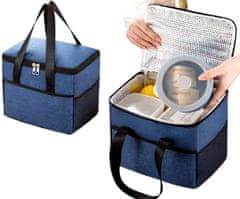 Camerazar Termoobědová taška LUNCH BOX, modrá, voděodolný materiál, 23x20x17.5 cm