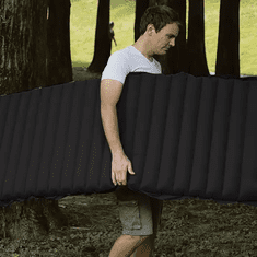 Trizand Nafukovací turistická matrace s vestavěnou pumpou, černá/šedá, 80D polyester, 190 x 60 x 12 cm
