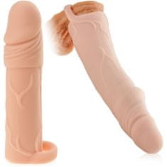 XSARA Elastický návlek zvětšující penis +6 cm z měkoučké umělé kůže cyberskin - 70165184