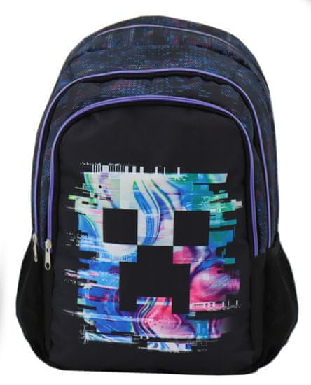 CurePink Školní batoh Minecraft: Creeper (objem 28 litrů|31 x 41 x 22 cm)
