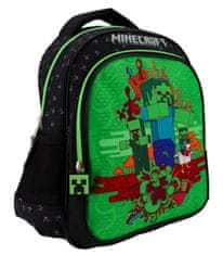 CurePink Dětský batoh Minecraft: Creeper Boom (objem 7,4 litrů|15 x 31 x 16 cm) černý polyester