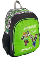 CurePink Školní batoh Minecraft: Dobrodružství (objem 25 litrů|30 x 42 x 20 cm)