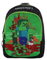 CurePink Školní batoh Minecraft: Creeper (objem 17 litrů|28 x 38 x 16 cm)