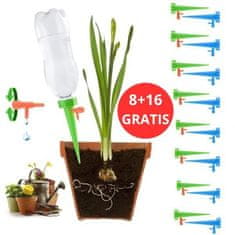 HOME & MARKER® Sada na Samozavlažovací systém, Sada na Automatické zavlažování rostlin, Závlahový systém, Zavlažovací baňky (24ks) PLANTDROPS 8+16 ZDARMA | P3LANTDROPS