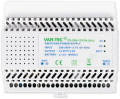 VAR-TEC PS-DIN-13V3A(aku) - zdroj DIN 7M, obsahuje LiON 2,6Ah