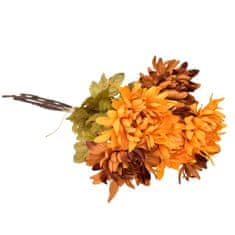 Dommio Kytice oranžových a hnědých chryzantém 6 ks, 70 cm