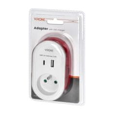 Orno Adaptér ORNO VIRONE CS-2 230V s USB-C+A nabíječkou a kabelem USB-C + Lightning