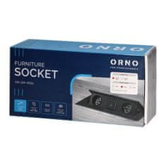 Orno Výklopný blok zapuštěný ORNO OR-GM-9034/B, 2x 230V, 1x USB-A, 1x USB-C, černá