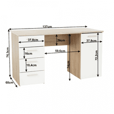 ATAN Psací stůl EUSTACH - dub sonoma/bílá