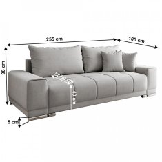 ATAN Rozkládací pohovka Kevan BIG SOFA - světle šedá