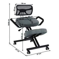 ATAN Ergonomická klekačka RUFUS - šedá/černá