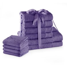 AmeliaHome Sada bavlněných ručníků AMARI 2+4+4 ks fialová, velikost 2*70x140+4*50x100+4*30x50