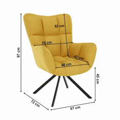 ATAN Designové otočné křeslo KOMODO - žlutá/černá