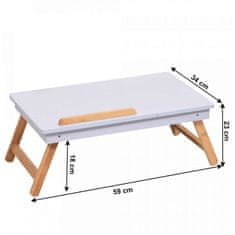 ATAN Příruční stolek na notebook / držák na tablet MELTEN - bílá / přírodní bambus