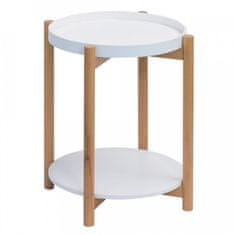 ATAN Příruční stolek s odnímatelnou tácem KABRA - bílá / přírodní