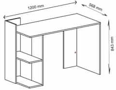 ATAN Pracovní stůl OMENA SHELF - dub sonoma/bílá