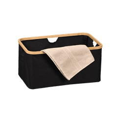 Kesper Úložný box bez víka černý, polyester, bambus 54 x 26 x 37 cm