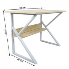 ATAN Psací stůl TARCAL 80 s policí - dub přírodní / bílá