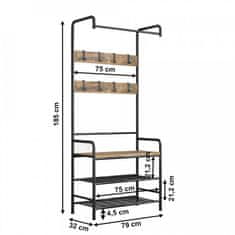 ATAN Věšák s botníkem KELAM - černý/rustikální
