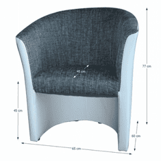 ATAN Křeslo CUBA - šedá/bílá
