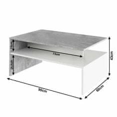 ATAN Konferenční stolek DAMOLI - beton / bílá