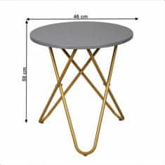 ATAN Příruční stolek RONDEL - šedá/zlatý nátěr