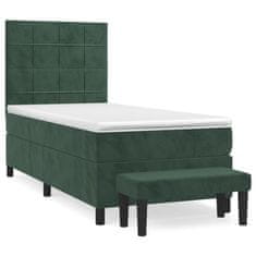 Petromila Box spring postel s matrací tmavě zelená 90x190 cm samet