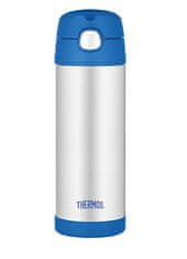 Thermos FUNtainer Dětská termoska s brčkem - modrá 470 ml