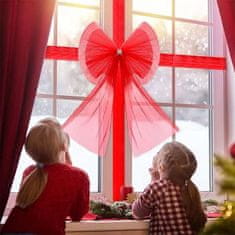 Netscroll Vánoční červená mašle, sváteční mašle na dveře nebo okna, dlouhá stuha umožňuje snadné tvarování a přizpůsobení, RedBow